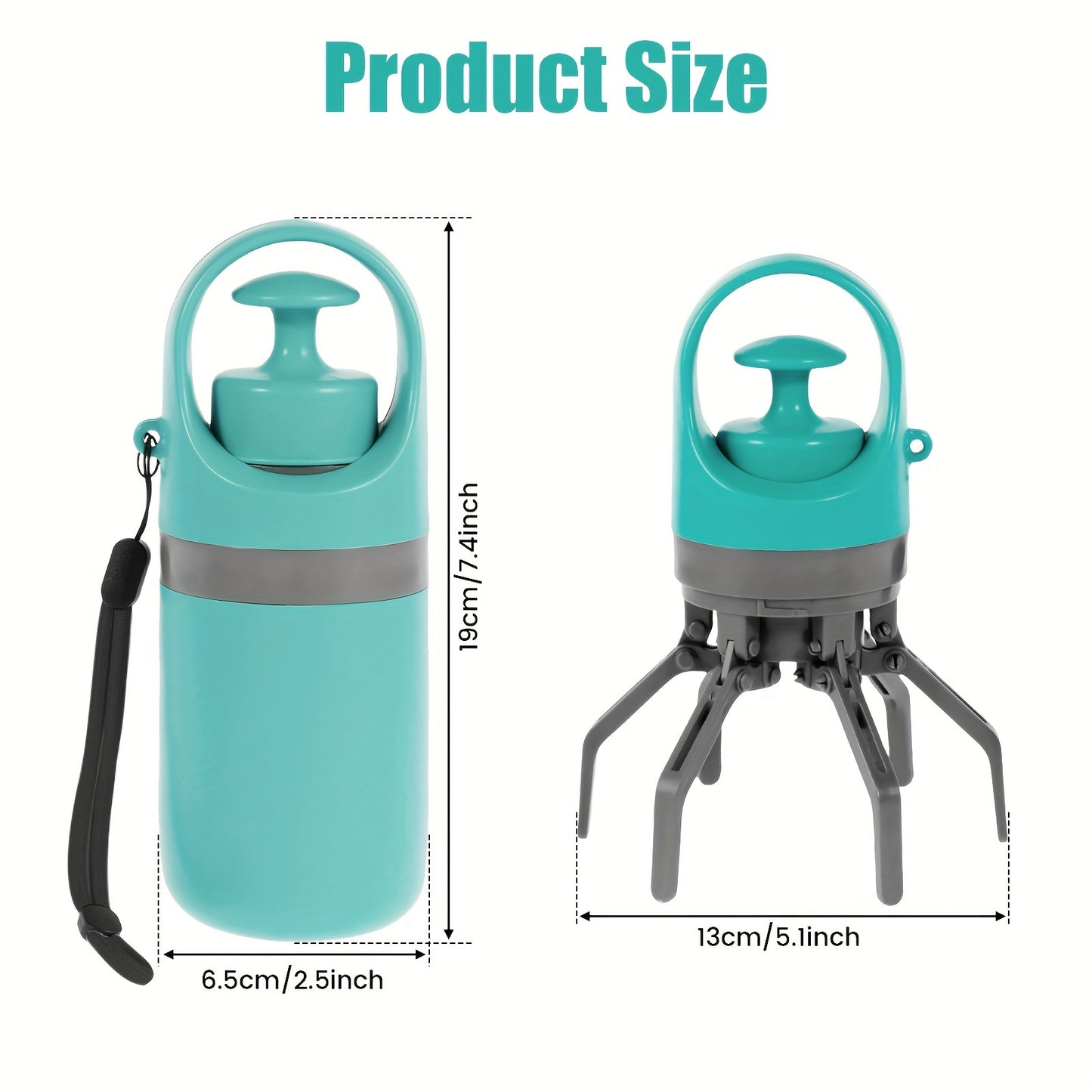 [Portable Poop Scooper with Bags] Teal Claw Design Portable Dog Poop Scooper with Bag Dispenser - Durable Plastic, Includes Leak-Proof Bags, Ideal for Outdoor Use