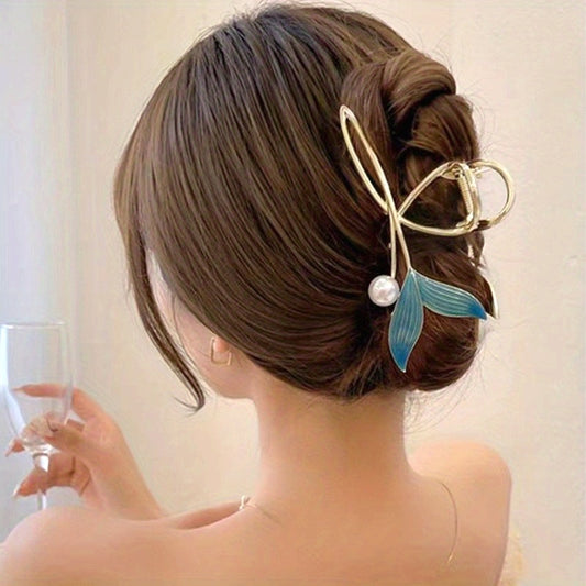 Sweet Elegant Whale Tail Claw Clips - Hair Accessories for Women & Girls, Ideal Gift Choice