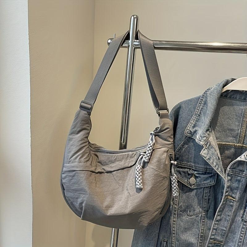 [Chic Crossbody Bag] Durable & Lightweight Crossbody Bag | Chic Nylon Solid Colors, Multiple Pockets, Adjustable Strap, Suitable for Outdoor Activities, Commute, And School