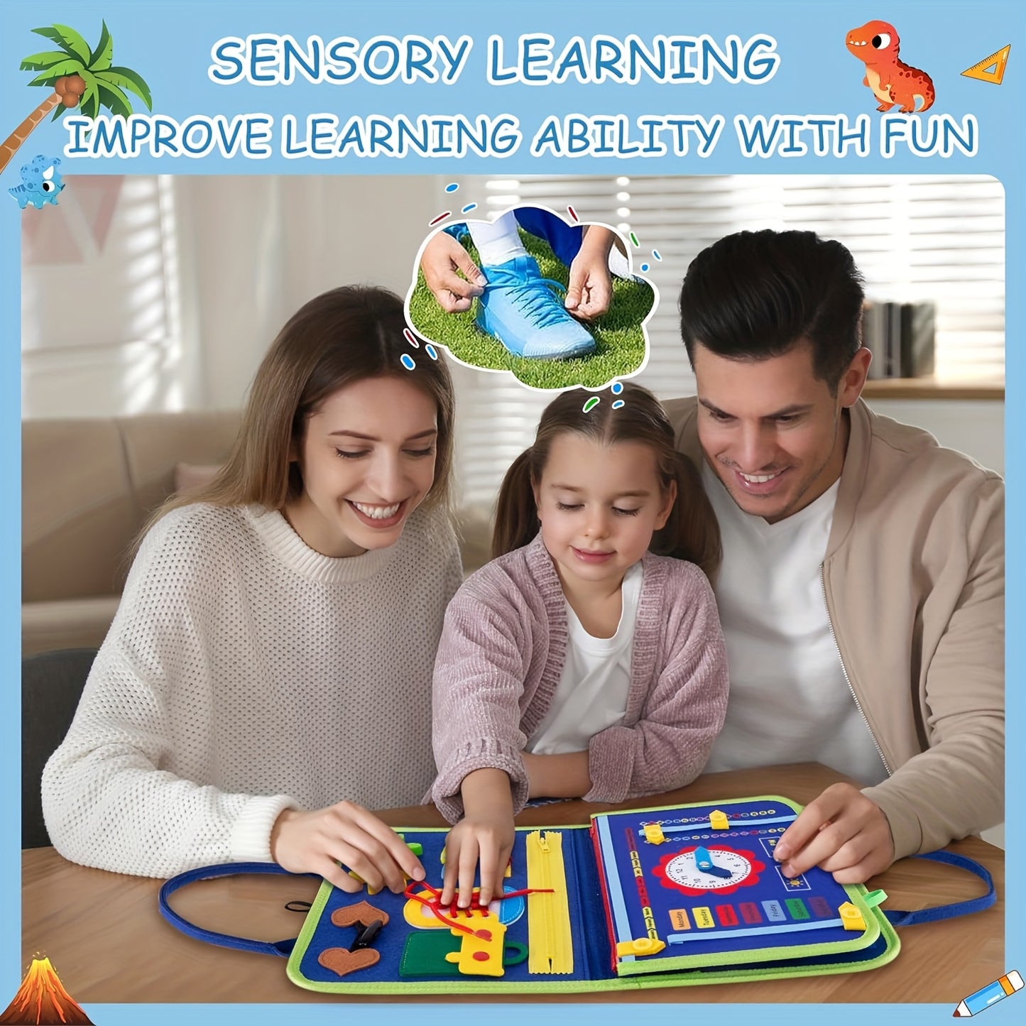 Toddler Busy Board Toys, Sensory Board Educational Activities for Learning Fine Motor Skills, Gifts for Girls Boys Toddlers, Travel Toys for Airplane Car