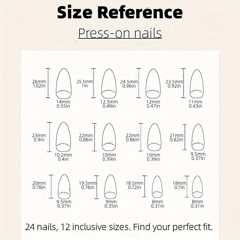 [24PCS Pearl Press-On Nails] 24 Pieces Elegant Pearl and Heart Bow Press-On Nails | Short Almond Shape, Mixed Color, Glossy Finish for Women and Girls