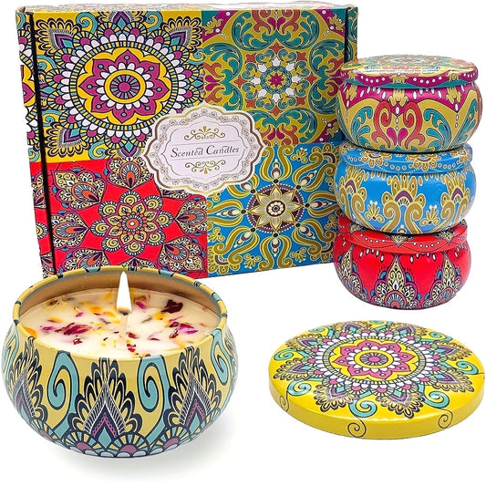 4pcs of fragrant candle set (4 kinds of fragrance types: jasmine, sandalwood, Small Canglan, Rose) cans are random. Candles, Bathing, Yoga, and Holiday Gifts, Mother's Day Gift