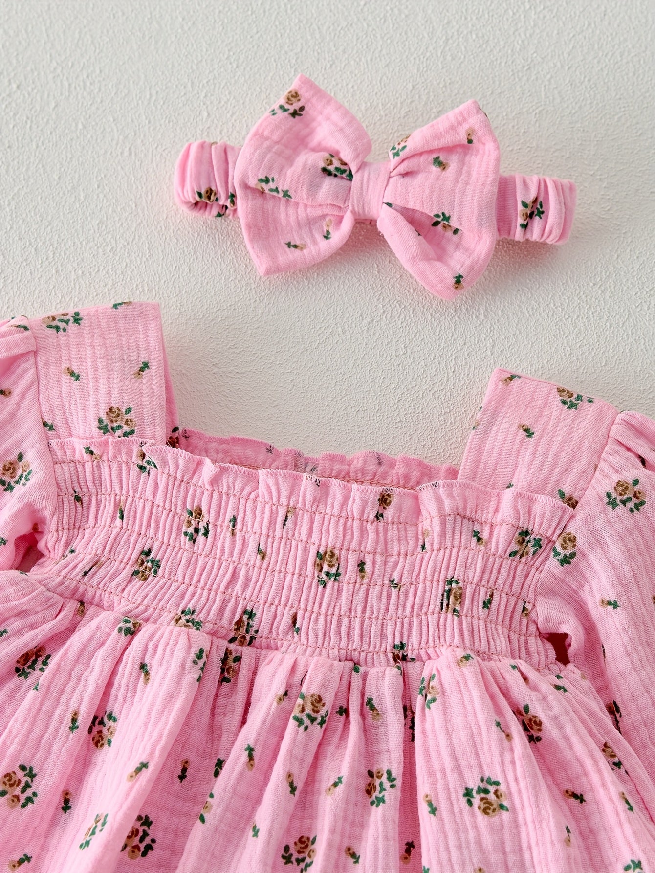 Baby Princess Dress with Small Floral Print And Climbing Suit