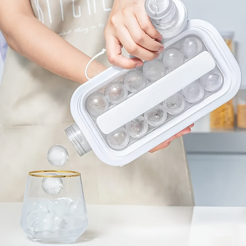 [Portable Ice Maker] 2-in-1 Folding Ice Maker Water Bottle & 17-Grid High-Capacity Ice Tray | Portable, Space-Saving, Durable Plastic Household Ice Maker for Cocktails, Beverages, Beverage Cooling, Compact Storage, Userfriendly Construction