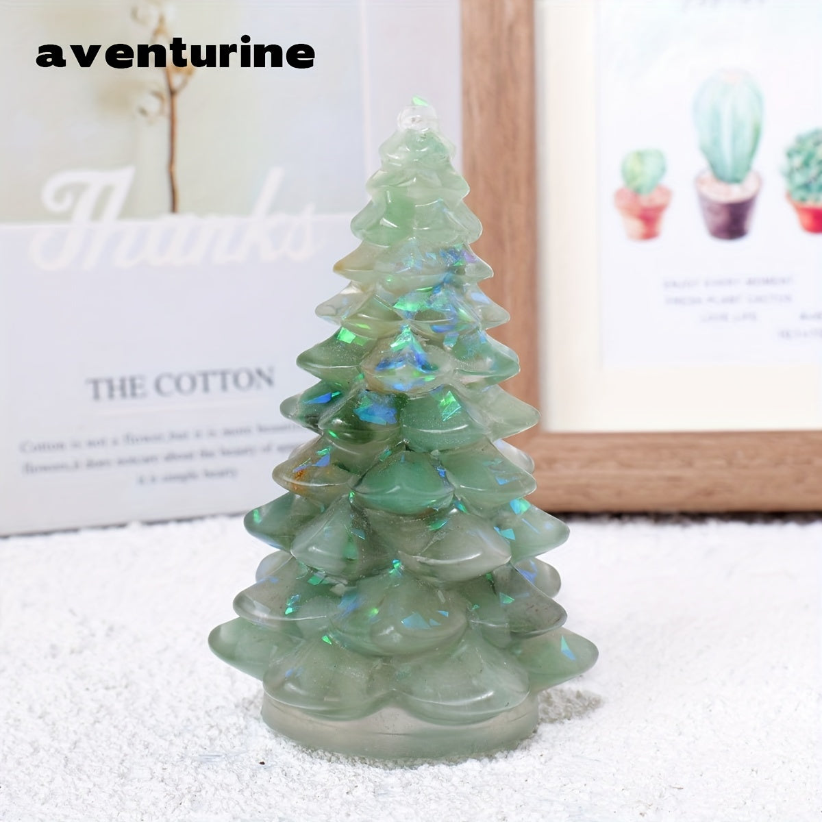 1pc Natural Stone Crystal Resin Christmas Tree Statue Ornament Christmas Tree Decoration Christmas Gifts Desktop Decoration Home Decoration -Jewelry Patterns