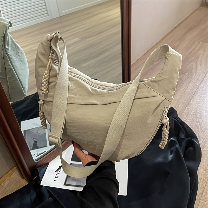 [Chic Crossbody Bag] Durable & Lightweight Crossbody Bag | Chic Nylon Solid Colors, Multiple Pockets, Adjustable Strap, Suitable for Outdoor Activities, Commute, And School