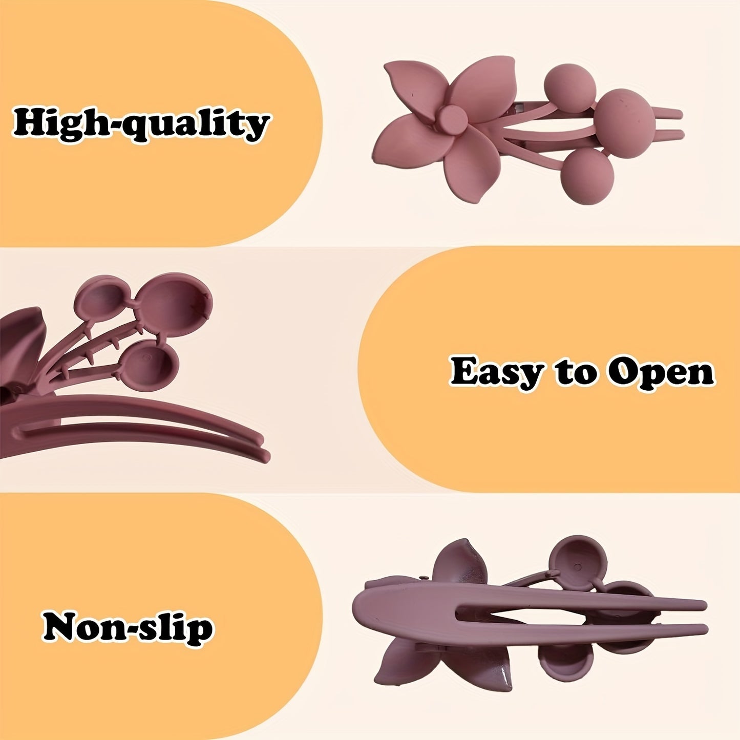 6pcs Flower Hair Clips for Teen s - Elegant Floral Duckbill Clips with Secure Hold, Vibrant Purple/Black/Green/Brown/Pink/Teal, Hand Wash Only for Party & Everyday Hairstyles, Hair Clips for s, Teenage Hair Accessories, Durable Clip Construction, Sophisti