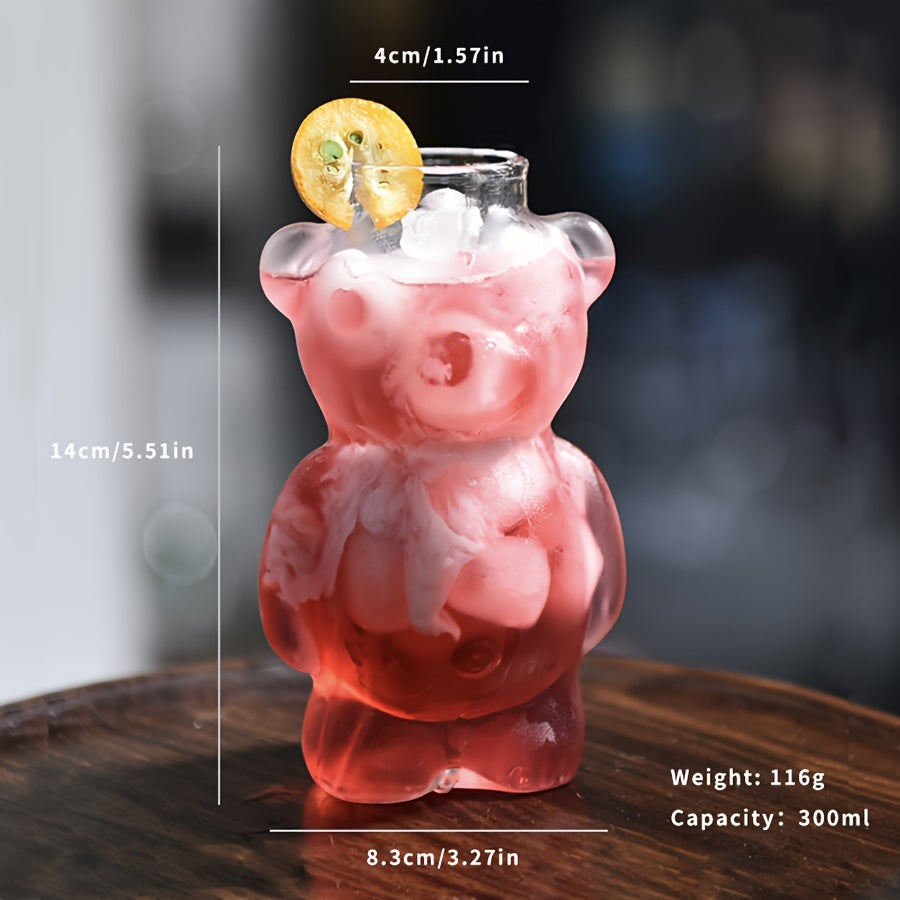 [Reusable Insulated Bear Cocktail Cup] Adorable Glass Bear Cocktail Cup - Perfect for Home Use, Hand Wash Only, Insulated, Reusable