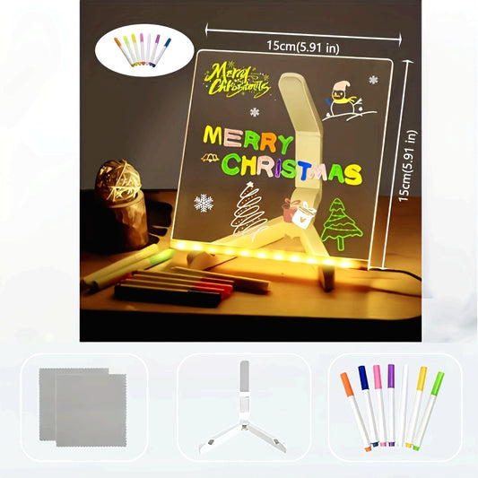 1pc Youngsters Light Up Acrylic Chalkboard Board with USB Powered Lamp - Multi-Purpose Drawing & Message Board for Bedroom Nightlight, No Battery Required, Transparent PMMA Material, Youngsters's Drawing Board|Colorful Board|Glossy Finish, Graffiti Board,