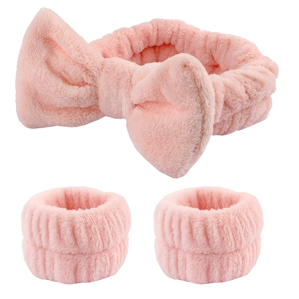 1pc/3pcs Adorable Bow Hair Band and Wristband Set, Soft Spa Headband for Washing Face, Makeup, Skincare, and Hair Styling