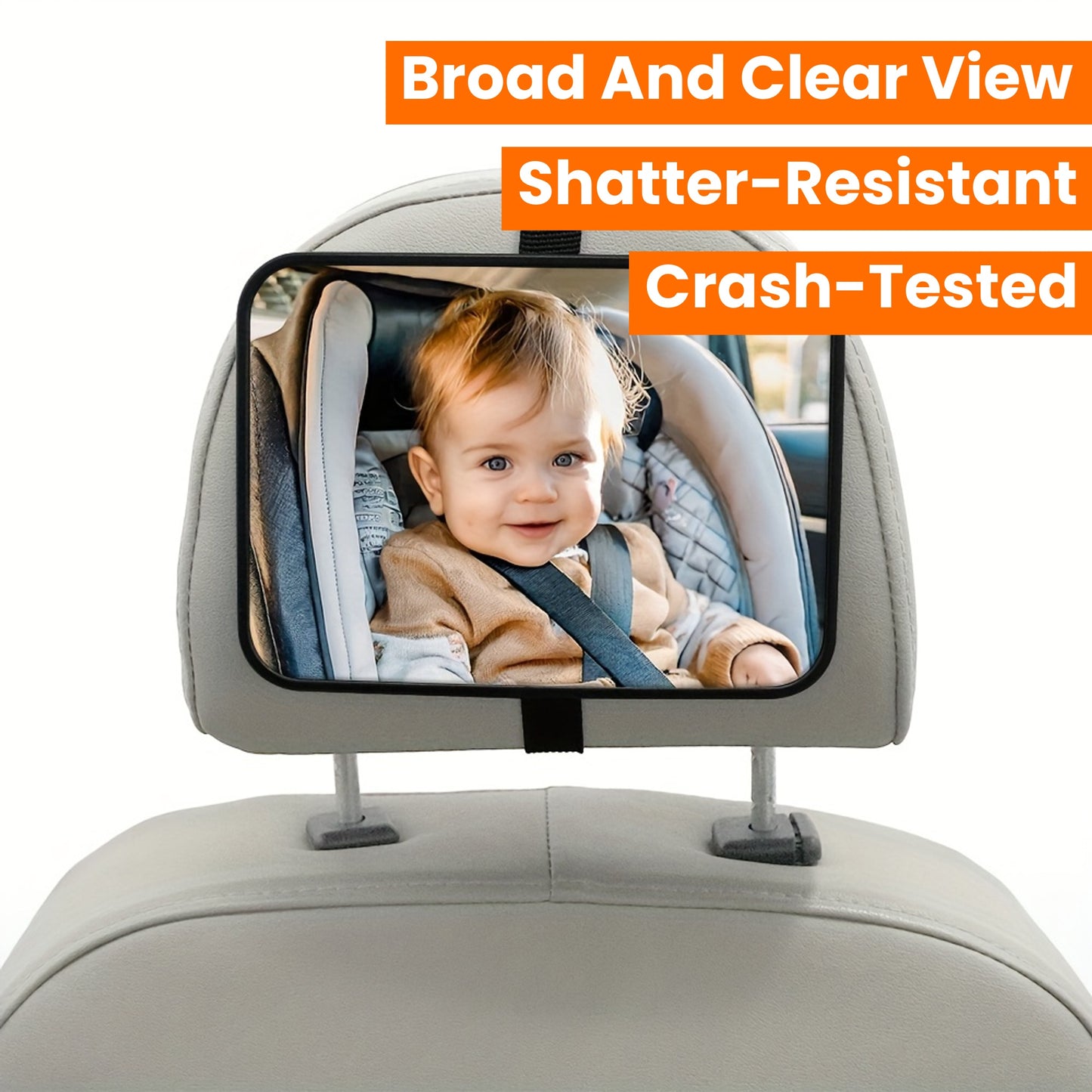 [Crash-Tested Car Mirror] Shatter-Resistant Car Mirror | Designed for Rear-Facing Infants, Crash-Tested, Providing a Broad And Clear View