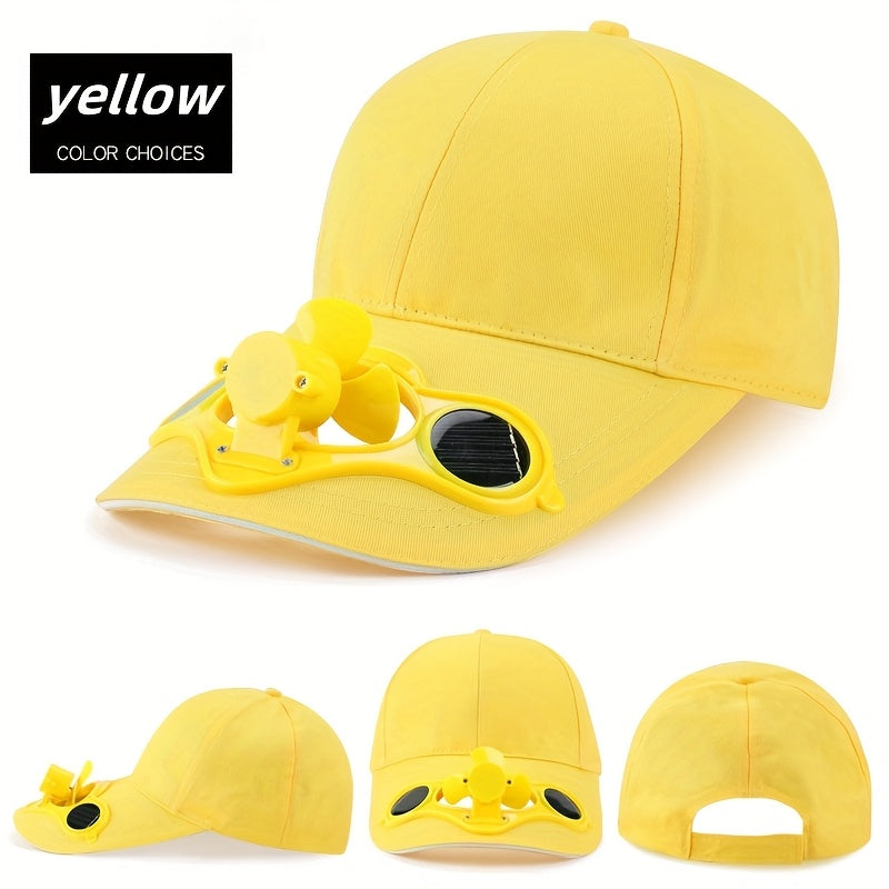 [Solar Powered] Solar-Powered Fan Baseball Cap | Black, Breathable & Comfortable | Summer Hat with Integrated Fan | Outdoor Sports & Travel | Durable Headgear | Without Battery