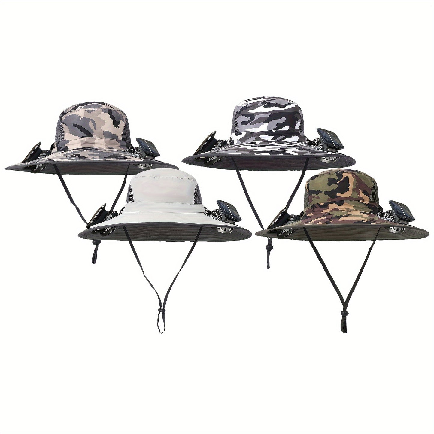 Outdoor Solar Multifan Fan Hat. In-Ward Detachable Dual Fan. Adjustable Three Wind Speed with USB Charging Interface. Suitable for Outdoor Leisure Fishing Hat. Fisherman Hat. Sunscreen Hat. Outdoor Sunshade Hat. Hiking Hat.