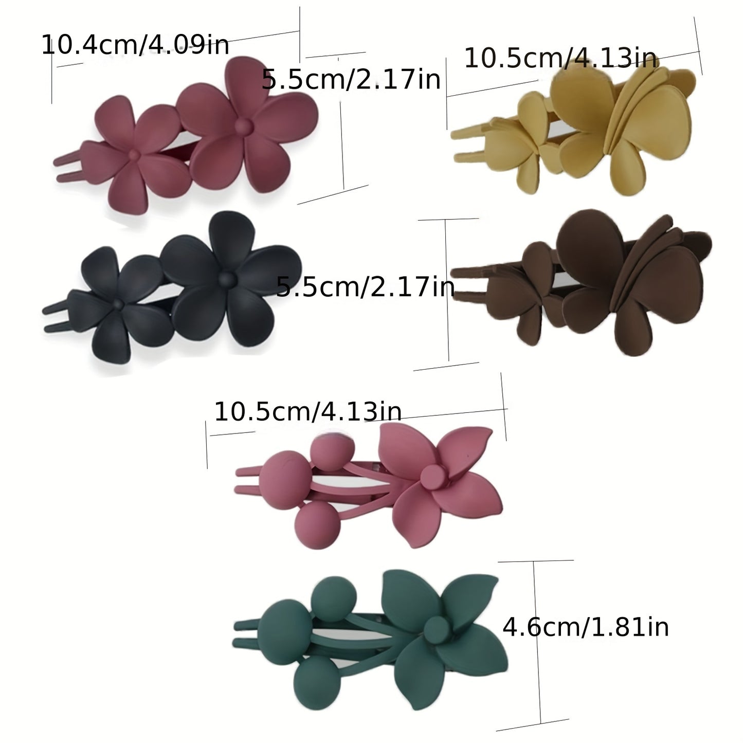 6pcs Flower Hair Clips for Teen s - Elegant Floral Duckbill Clips with Secure Hold, Vibrant Purple/Black/Green/Brown/Pink/Teal, Hand Wash Only for Party & Everyday Hairstyles, Hair Clips for s, Teenage Hair Accessories, Durable Clip Construction, Sophisti