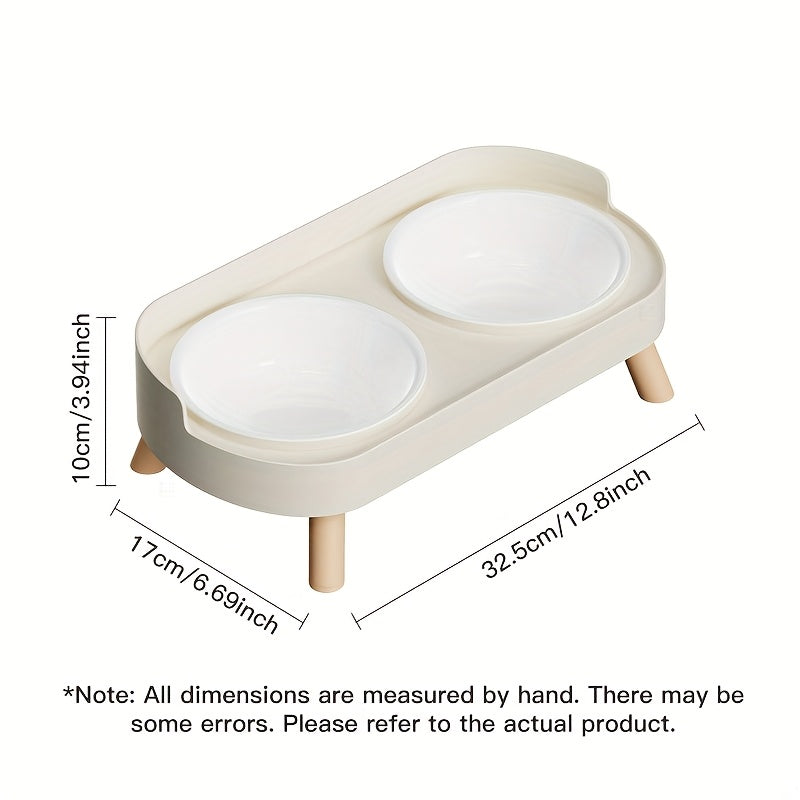 [Elevated Feeder] Elevated Double Bowl Feeder | Featuring Water And Feeding Integration Design, Available in Plastic, Stainless Steel, And Ceramic in Various Colors, Perfect for Cats And Dogs