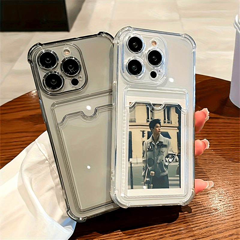 [Shockproof] Transparent TPU Phone Case | Durable | TPU | Clear Shockproof Back Cover, Card Slot | Compatible with Iphone 15/14/13/12/11 Series - Iphone 11/11 Pro/11 Pro Max/12/12 Pro/12 Pro Max/13/13 Pro/13 Pro Max/14/14 Plus/14 Pro/14 Pro Max/15/15 Plus