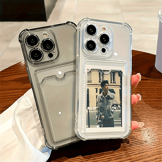 [Shockproof] Transparent TPU Phone Case | Durable | TPU | Clear Shockproof Back Cover, Card Slot | Compatible with Iphone 15/14/13/12/11 Series - Iphone 11/11 Pro/11 Pro Max/12/12 Pro/12 Pro Max/13/13 Pro/13 Pro Max/14/14 Plus/14 Pro/14 Pro Max/15/15 Plus