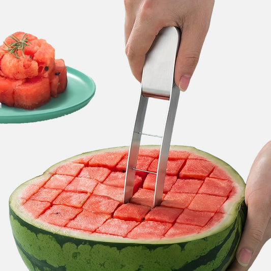304 Stainless Steel Watermelon Slicer - Effortless Manual Tool for Perfect Cubes, Ideal for Picnics and Parties, Picnic Essentials | Modern Kitchen Tool | Durable Construction, Watermelon Slicer