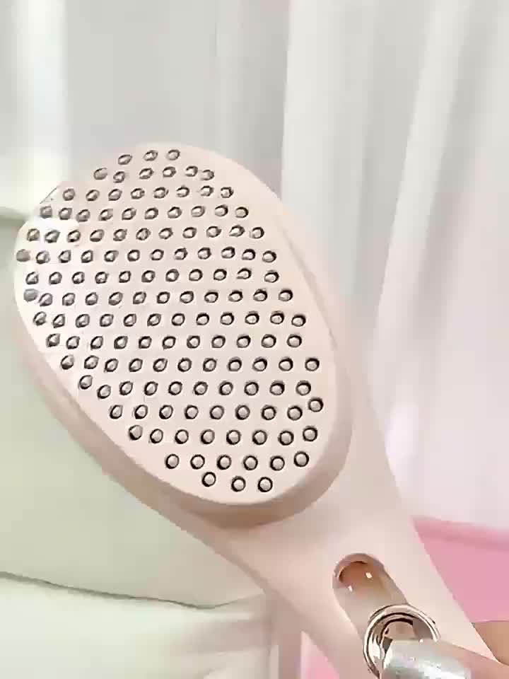 Telescopic Massage Comb for Hair & Scalp - Portable Foldable Hairbrush with Rubber Bristles & ABS Handle - Travel-Friendly Scalp Massager for Men & Women - Soft Pink & White Design, Hair Massager