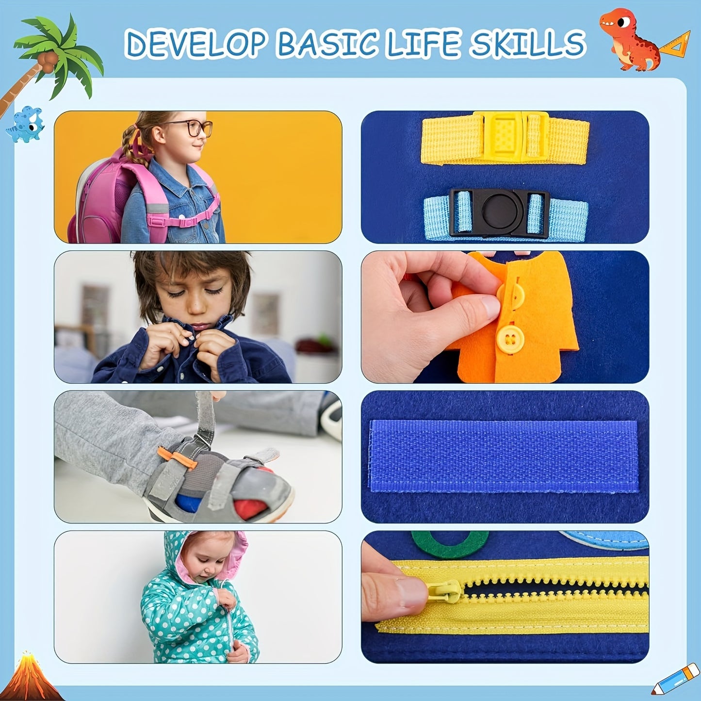 Toddler Busy Board Toys, Sensory Board Educational Activities for Learning Fine Motor Skills, Gifts for Girls Boys Toddlers, Travel Toys for Airplane Car