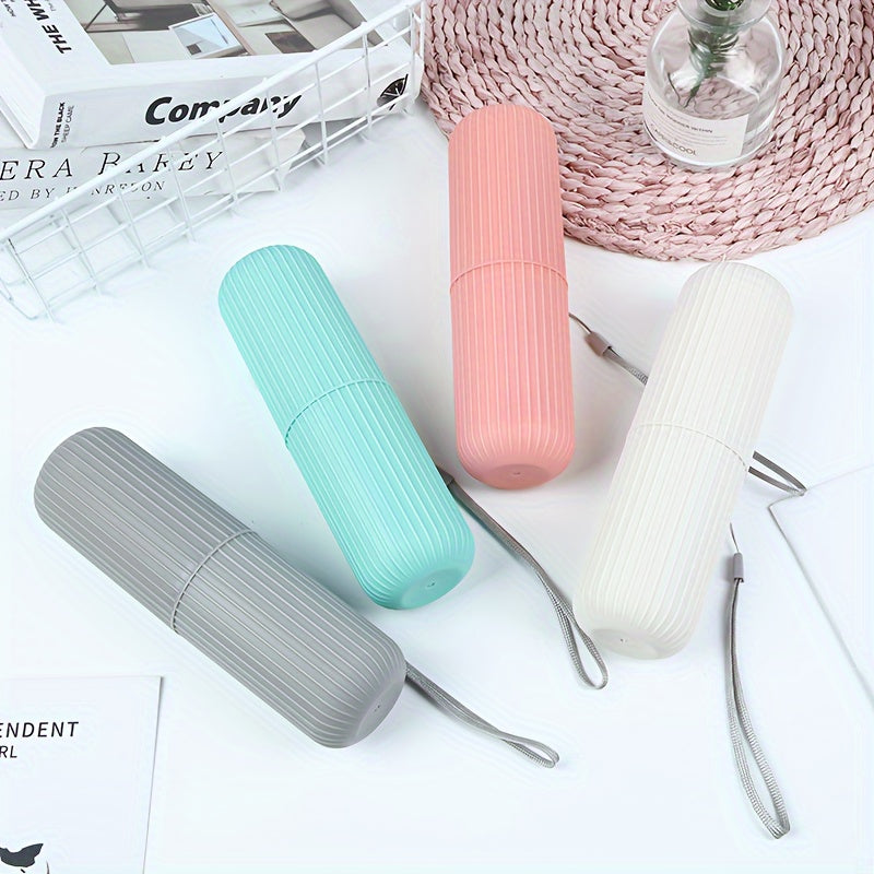 Travel Toothbrush with Portable Storage Box, Rinse Cup, And Toothpaste Holder - Alcohol-Free, Compact Design for On-The-Go Oral Care