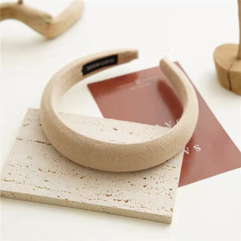 1pc Elegant Wide Headband for Women - Padded, Solid Color (Beige/Brown/Black/Light Brown), Soft Fabric Design, Perfect for Face Wash, Makeup, or Everyday Style, Makeup Headband | Stylish Face Covering | Soft Fabric Band, Cute Headbands