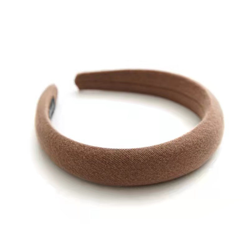 1pc Elegant Wide Headband for Women - Padded, Solid Color (Beige/Brown/Black/Light Brown), Soft Fabric Design, Perfect for Face Wash, Makeup, or Everyday Style, Makeup Headband | Stylish Face Covering | Soft Fabric Band, Cute Headbands