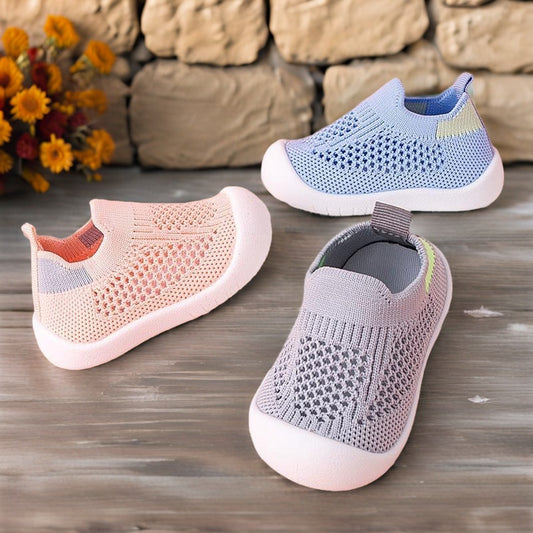 Breathable Mesh Slip-On Sneakers for Toddlers - Lightweight Non-Slip Soft Sole, Checkered Pattern & Pillar Accents, Durable EVA Construction - Boys & Girls Casual Shoes for Summer & Autumn, Breathable Toddler Sneakers | Checkered Toddler Sneakers | Soft S