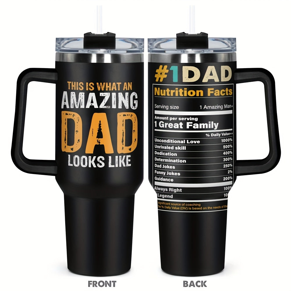 1pc, Father's Day Gifts 20oz Tumbler Gifts for Dad, AMAZING DAD Funny Print Gifts for Daddy Papa From Daughter Son Wife Birthday Fathers Day 20oz Stainless Steel Tumbler Travel Coffee Mug Cup Grandfather Husband Men Present