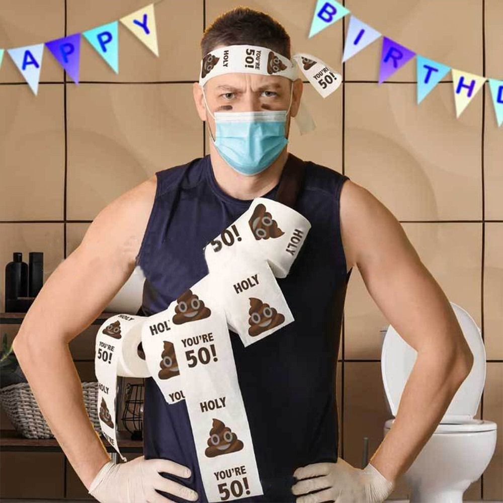 [Funny Birthday Tissue] 1pc Funny Birthday Party Cartoon Poop Pattern Printed Tissue Paper - Happy Birthday Party Decoration Birthday Gifts Party Supplies Room Decoration Home Decoration
