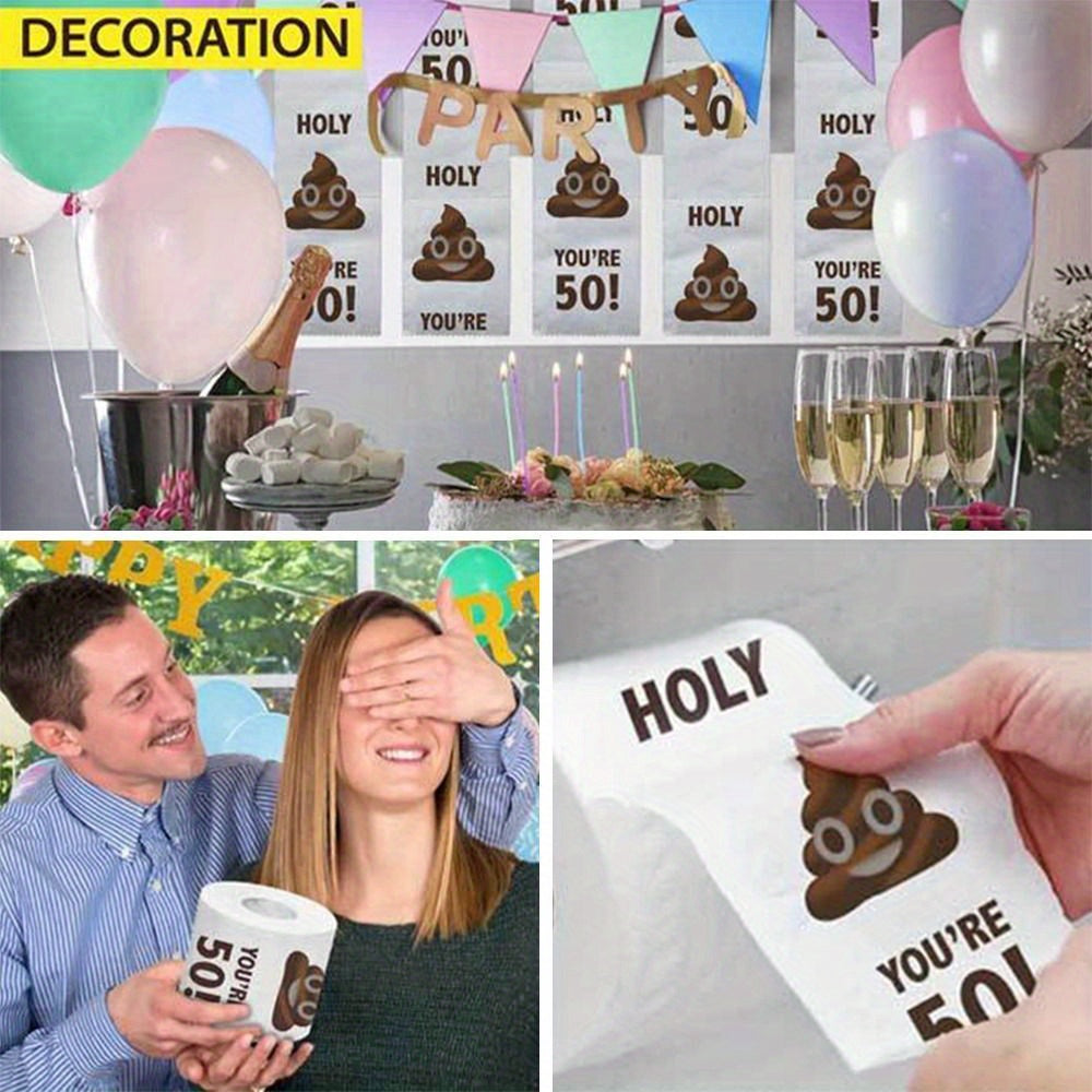[Funny Birthday Tissue] 1pc Funny Birthday Party Cartoon Poop Pattern Printed Tissue Paper - Happy Birthday Party Decoration Birthday Gifts Party Supplies Room Decoration Home Decoration