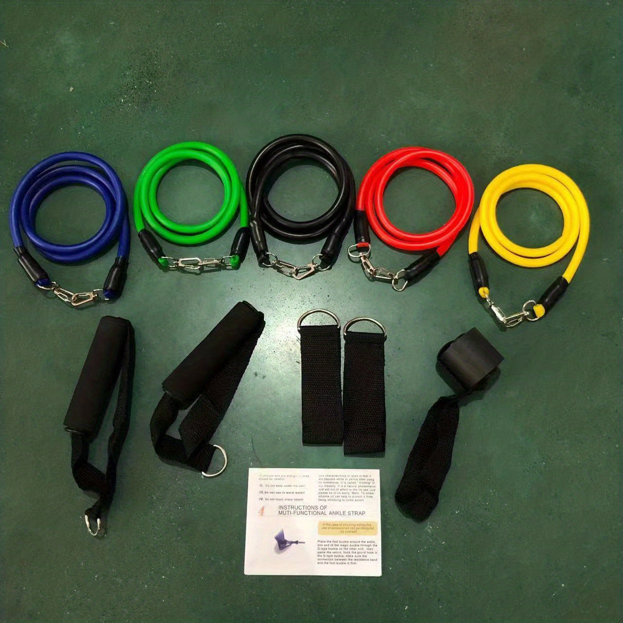 11pcs/set TPE Resistance Bands Set, Resistance Bands, Legs Ankle Straps, Exercise Bands, Workout Bands, For Home Gym, Fitness, Yoga & Pilates