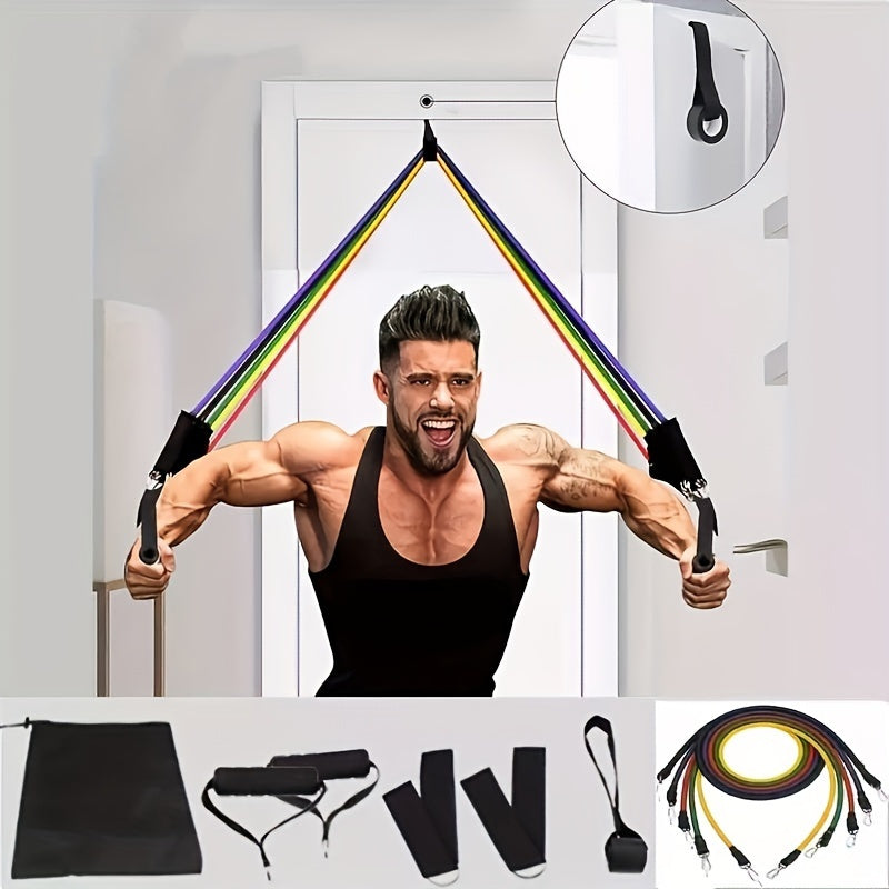 11pcs/set TPE Resistance Bands Set, Resistance Bands, Legs Ankle Straps, Exercise Bands, Workout Bands, For Home Gym, Fitness, Yoga & Pilates
