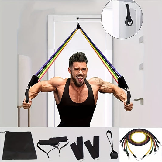 11pcs/set TPE Resistance Bands Set, Resistance Bands, Legs Ankle Straps, Exercise Bands, Workout Bands, For Home Gym, Fitness, Yoga & Pilates