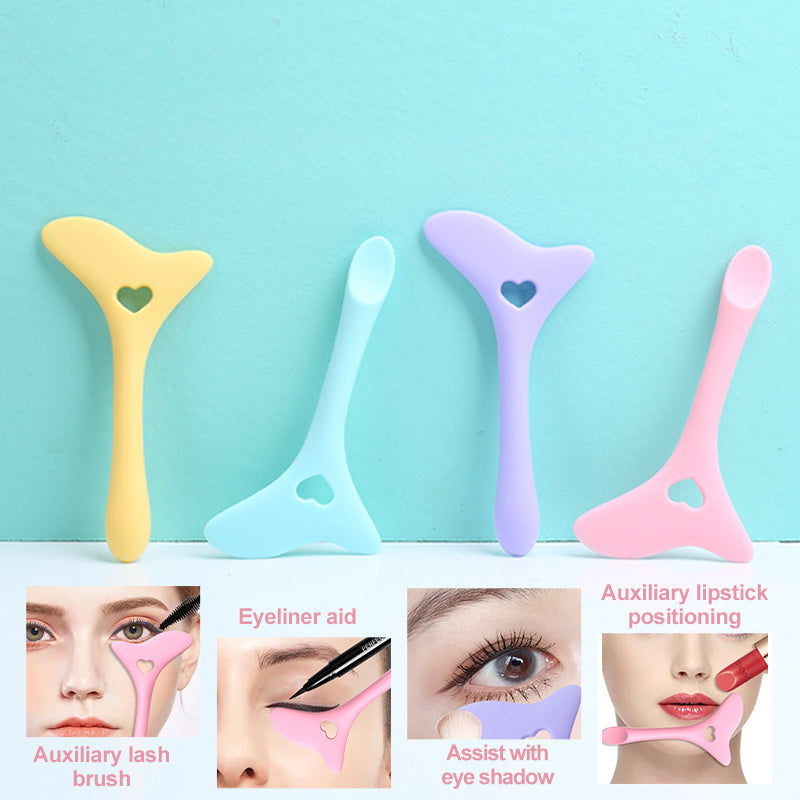 1pc Silicone Makeup Stencil Tool, Multi-Functional Winged Eyeliner & Lipstick Guide, Easy Application Mask Template, No Electricity Needed, for Beginners, Makeup Application Aid|Heartshaped Design|Flexible Silicone Tool