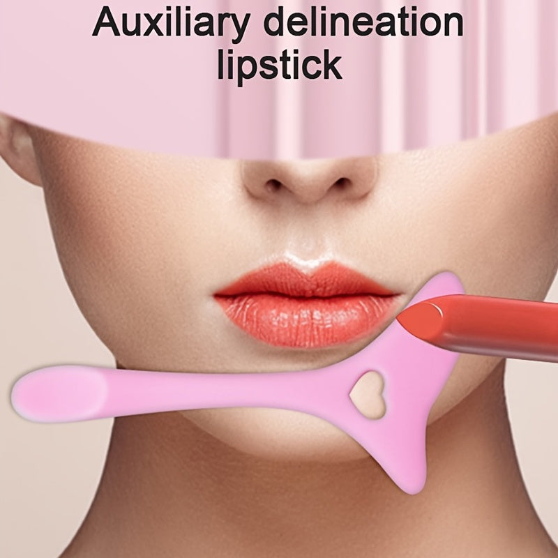 1pc Silicone Makeup Stencil Tool, Multi-Functional Winged Eyeliner & Lipstick Guide, Easy Application Mask Template, No Electricity Needed, for Beginners, Makeup Application Aid|Heartshaped Design|Flexible Silicone Tool