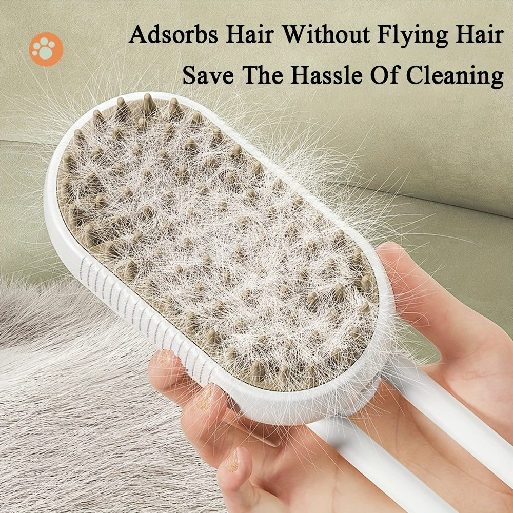[3 In 1 Steamy Brush] 3 In 1 Cat Steamy Brush, Steamy Cat Brush | Cat Brush Massaging Comb, USB Recharging Pet Grooming Comb - for Removing Loose Hair & Massaging, Suitable for All Cats & Dogs, Perfect Gift for Pet Lovers
