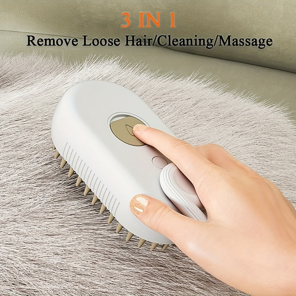 [3 In 1 Steamy Brush] 3 In 1 Cat Steamy Brush, Steamy Cat Brush | Cat Brush Massaging Comb, USB Recharging Pet Grooming Comb - for Removing Loose Hair & Massaging, Suitable for All Cats & Dogs, Perfect Gift for Pet Lovers