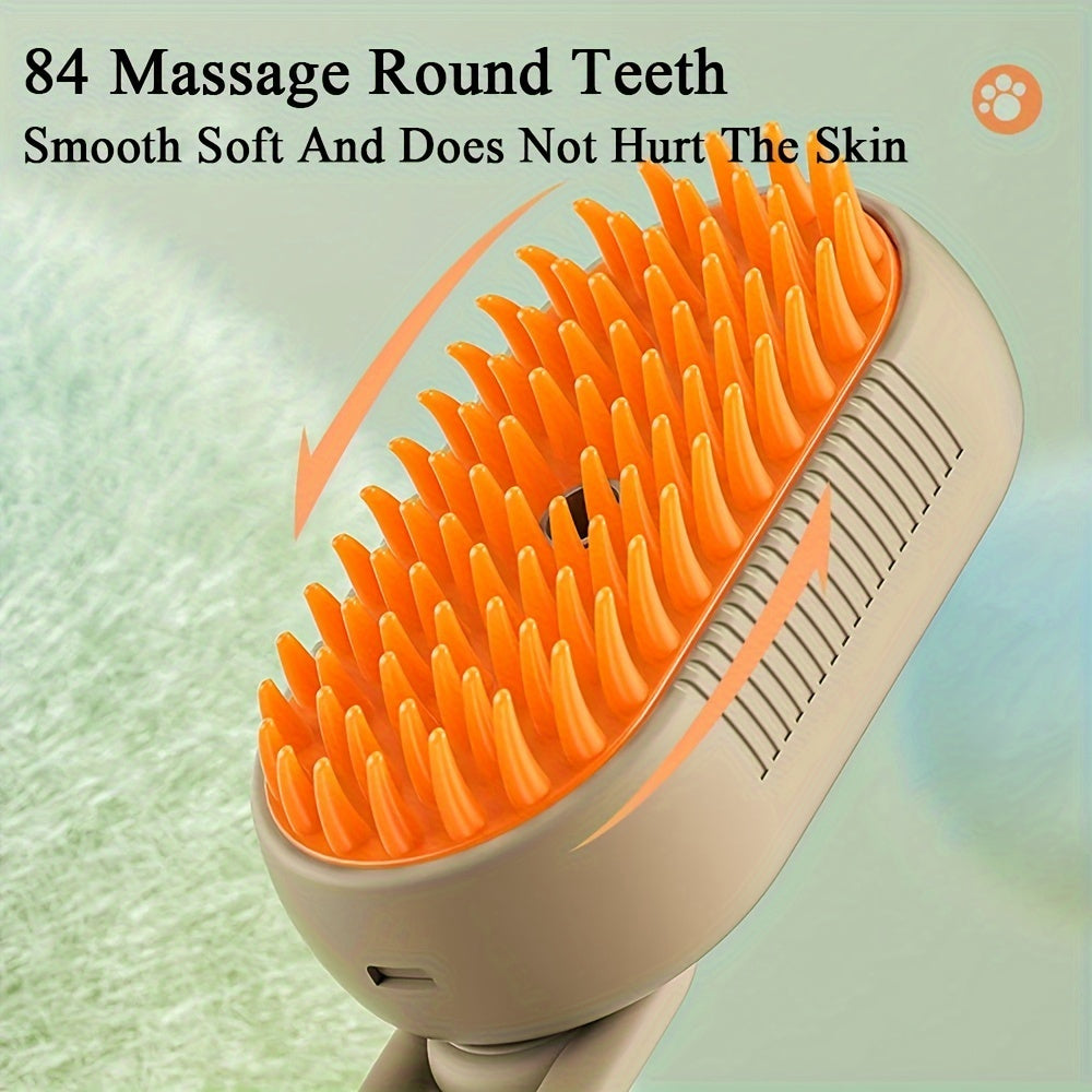 [3 In 1 Steamy Brush] 3 In 1 Cat Steamy Brush, Steamy Cat Brush | Cat Brush Massaging Comb, USB Recharging Pet Grooming Comb - for Removing Loose Hair & Massaging, Suitable for All Cats & Dogs, Perfect Gift for Pet Lovers