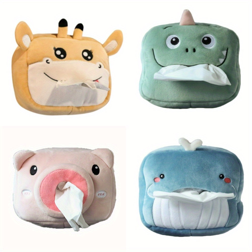 [Portable Multi-Functional Tissue Holder] Cute Plush Animal Car Tissue Box Holder - Portable, Multi-Functional Drawer Design For Women'S Vehicles Cute Car Accessories For Women Tissue Box Holder Car