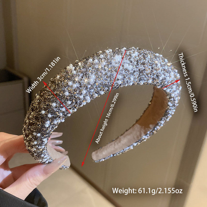 1pc Luxury Women Hair Band High Quality Rhinestone Imitation Pearl Broadside Headband New Fashion Hair Accessories Wonderful Retro Headwear Best Birthday Gift T1970