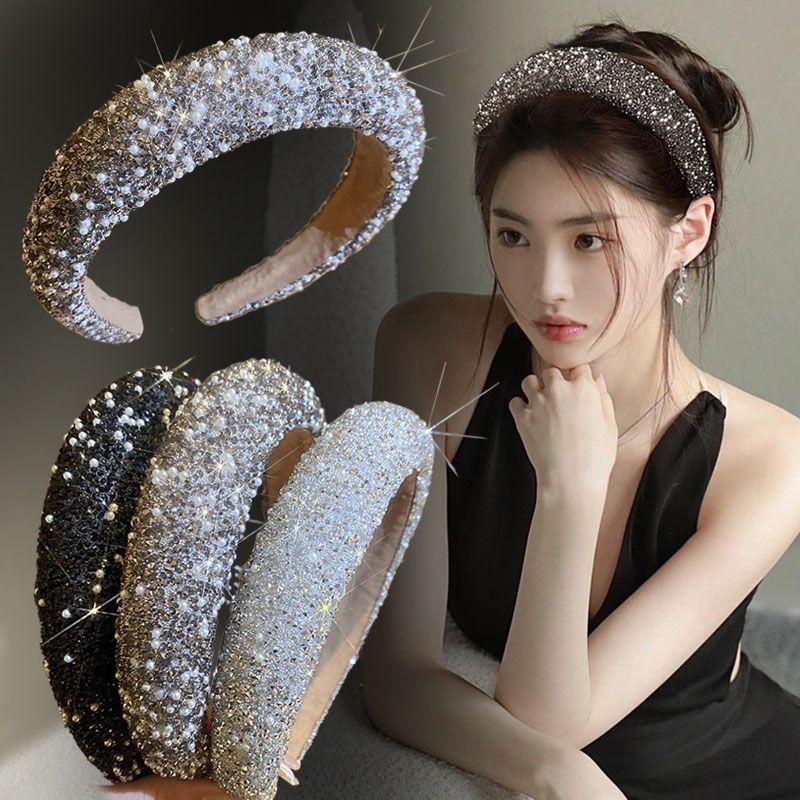 1pc Luxury Women Hair Band High Quality Rhinestone Imitation Pearl Broadside Headband New Fashion Hair Accessories Wonderful Retro Headwear Best Birthday Gift T1970