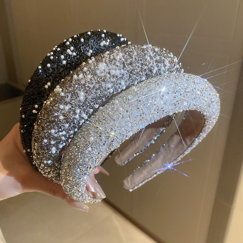 1pc Luxury Women Hair Band High Quality Rhinestone Imitation Pearl Broadside Headband New Fashion Hair Accessories Wonderful Retro Headwear Best Birthday Gift T1970