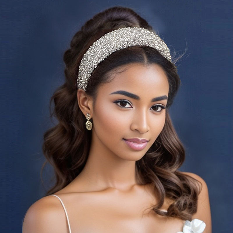 1pc Luxury Women Hair Band High Quality Rhinestone Imitation Pearl Broadside Headband New Fashion Hair Accessories Wonderful Retro Headwear Best Birthday Gift T1970