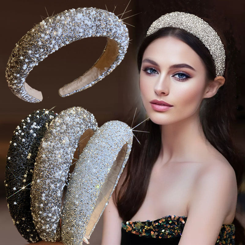 1pc Luxury Women Hair Band High Quality Rhinestone Imitation Pearl Broadside Headband New Fashion Hair Accessories Wonderful Retro Headwear Best Birthday Gift T1970