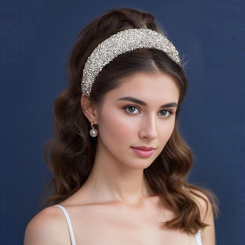 1pc Luxury Women Hair Band High Quality Rhinestone Imitation Pearl Broadside Headband New Fashion Hair Accessories Wonderful Retro Headwear Best Birthday Gift T1970