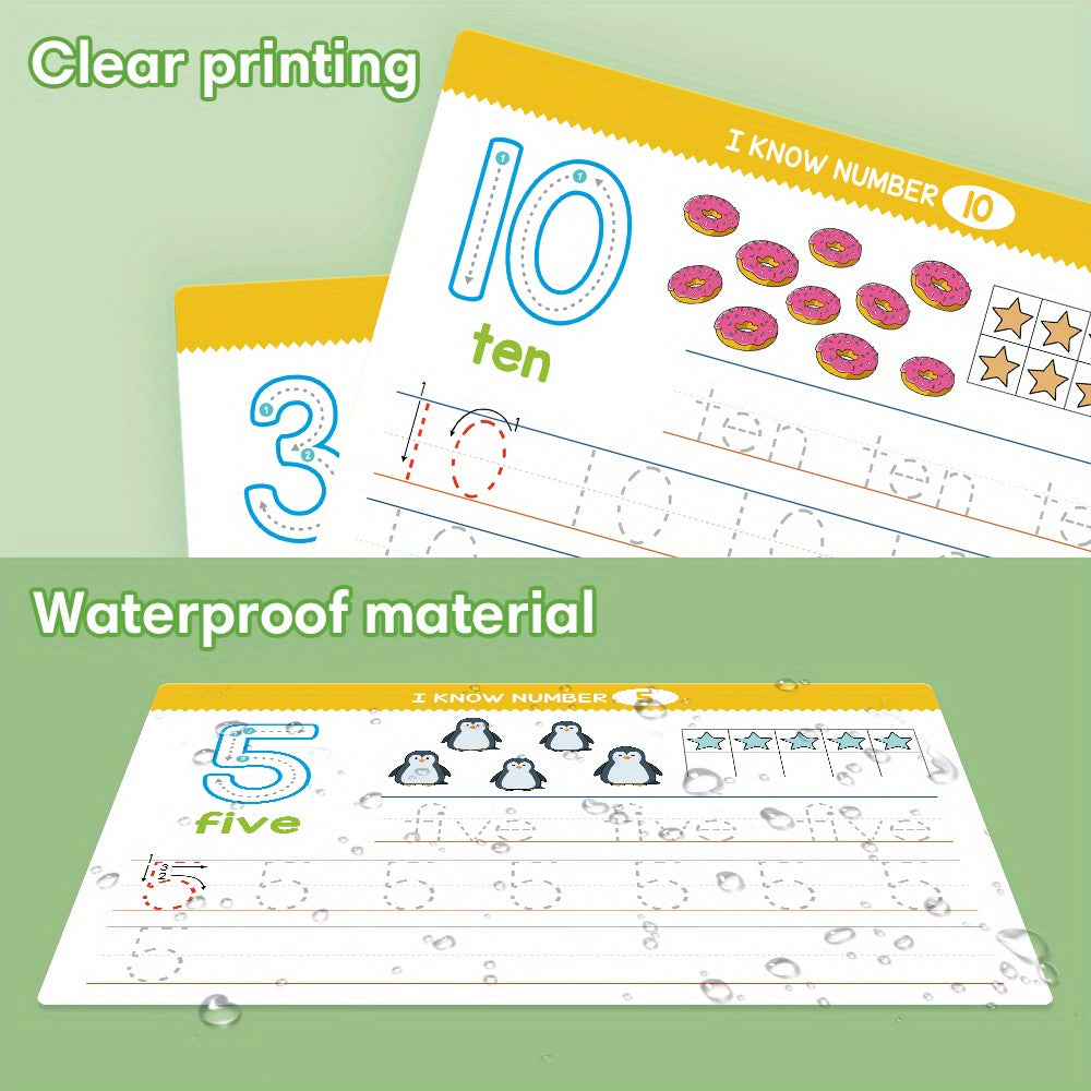 1 Set/2 Sets Trace And Wipe Educational Flash Cards Set, Alphabet Letters & Numbers With Phonics, Reusable Dry Erase Handwriting Practice Tool, ABC Learning Cards For Activities