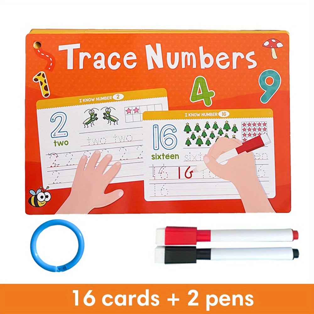 1 Set/2 Sets Trace And Wipe Educational Flash Cards Set, Alphabet Letters & Numbers With Phonics, Reusable Dry Erase Handwriting Practice Tool, ABC Learning Cards For Activities