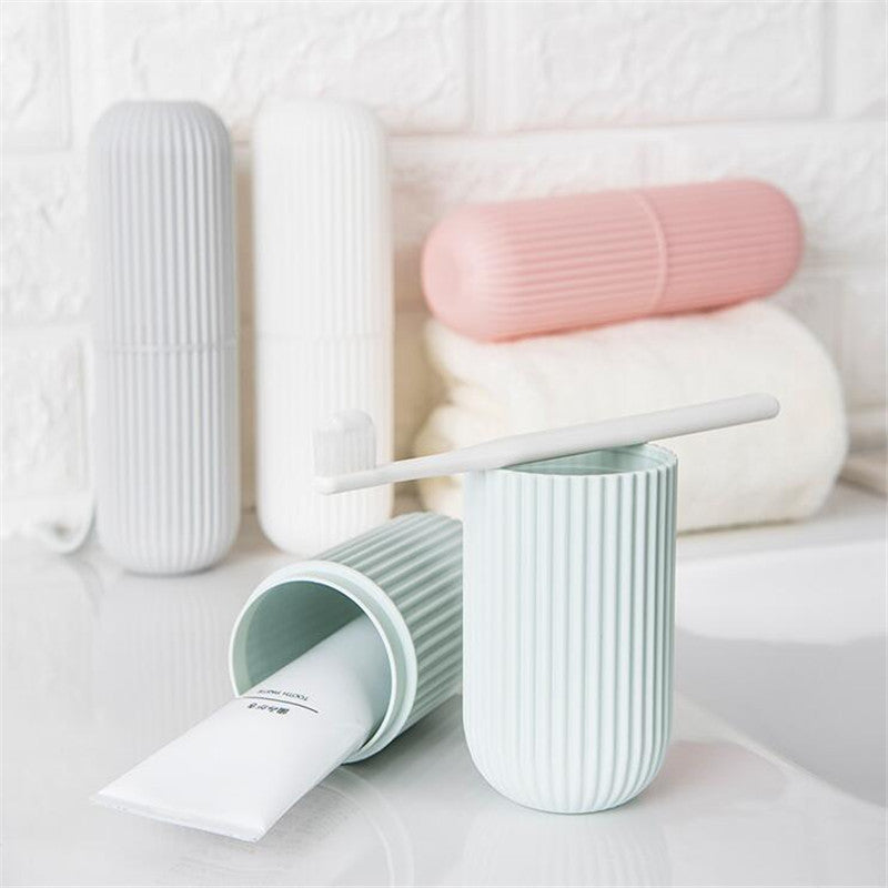 Travel Toothbrush with Portable Storage Box, Rinse Cup, And Toothpaste Holder - Alcohol-Free, Compact Design for On-The-Go Oral Care