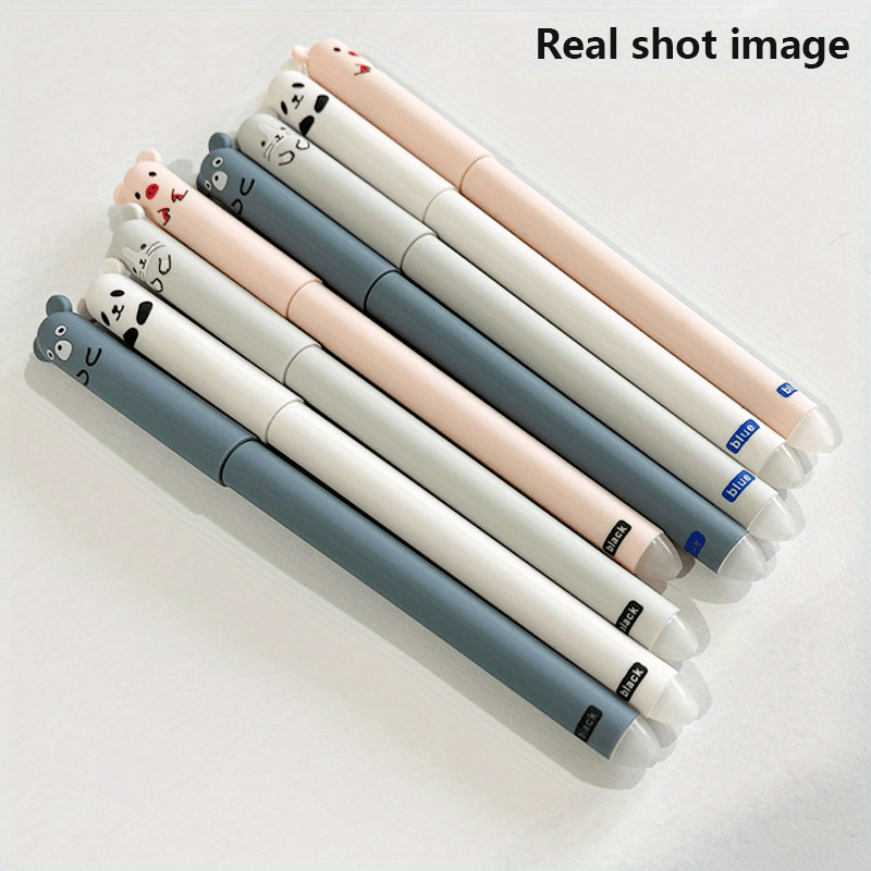 21pcs/set Erasable Bear Animal Gel Pens Easy to Erase 0.35mm Black and Blue Gel Pen Refills Animal Writing Stationery Office Supplies
